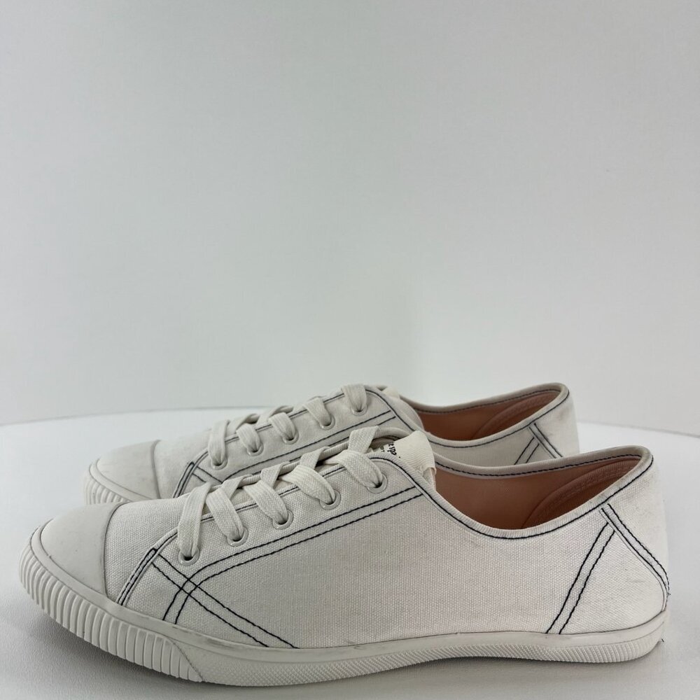 Kate Spade Tommi Tennison Canvas Sneakers Womens 10 B Low Top Lace Up Flat White - Picture 3 of 14